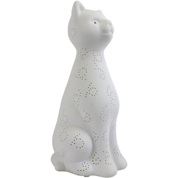 White Porcelain Animal Shaped Table Lamp, Kitty Cat - Picture 3 of 5